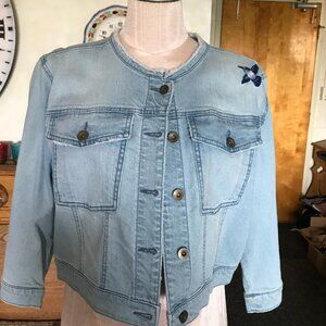 Ladies Pretty Cropped Jean Jacket size Large